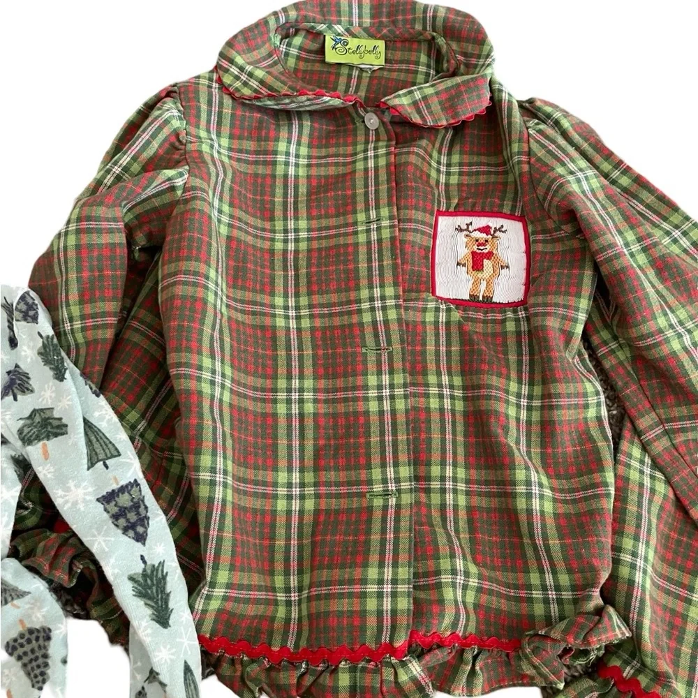 Bundle of 5 girls holiday pajama items 3-4T - Picture 4 of 5